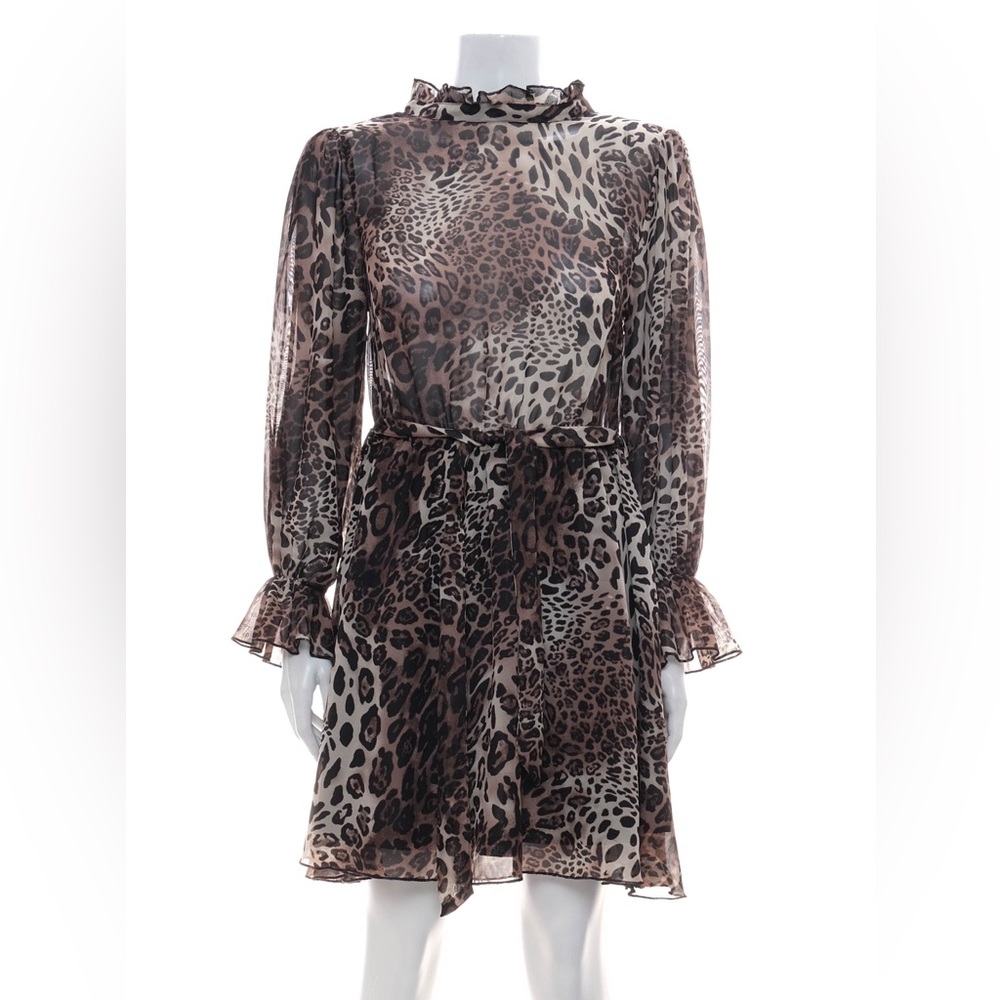 MISSGUIDED backless animal print leopard dress / above the knee / georgette